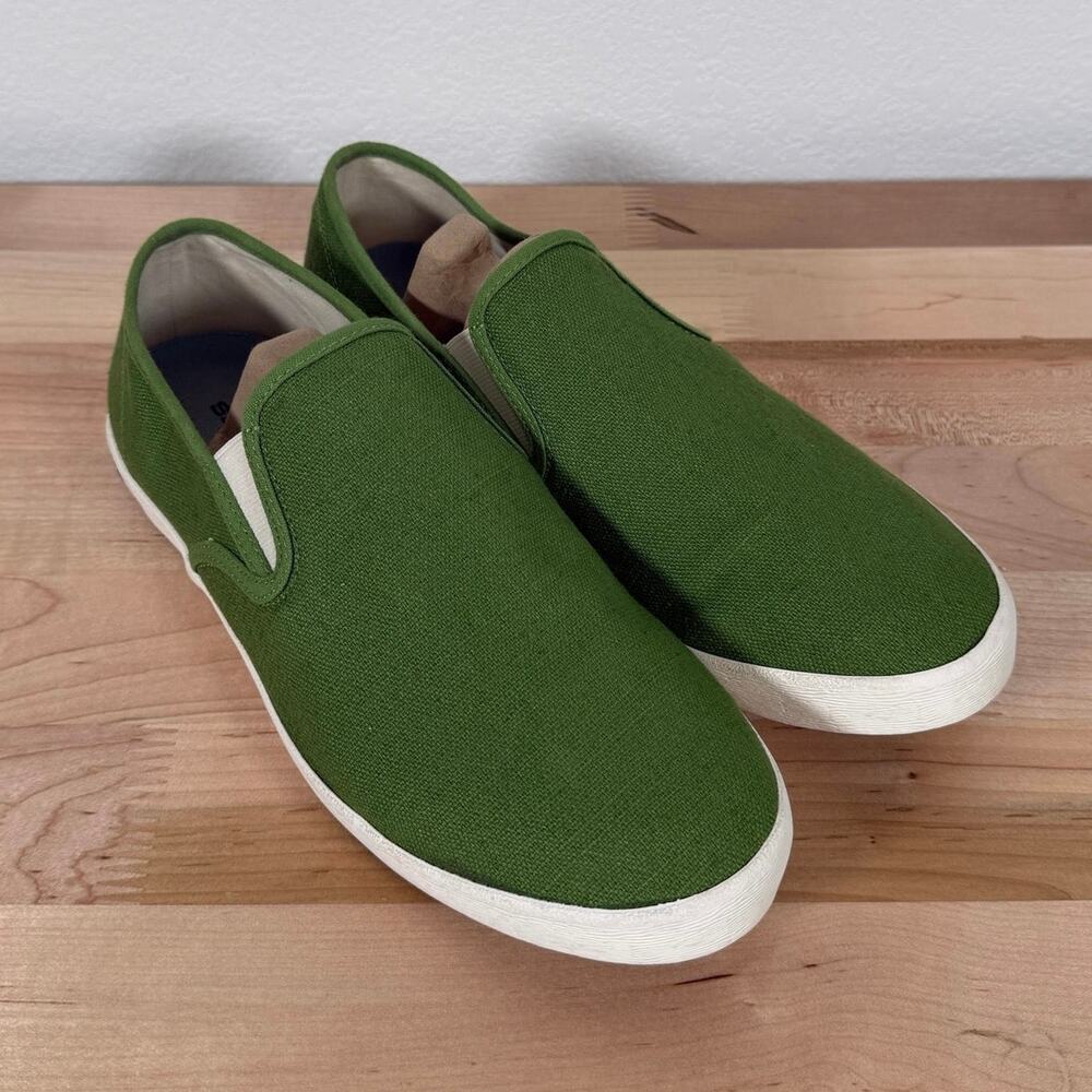 SeaVees Baja Slip On Classic Cactus Green Linen Canvas Sneakers Size 10 Coastal